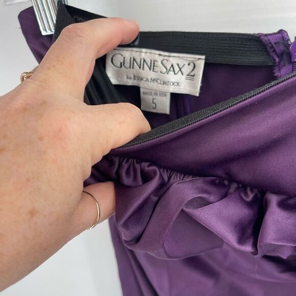 Vintage Gunne Sax Jessica McClintock Womens Mini Dress Bodycon Ruffle Purple 2 - Picture 7 of 10